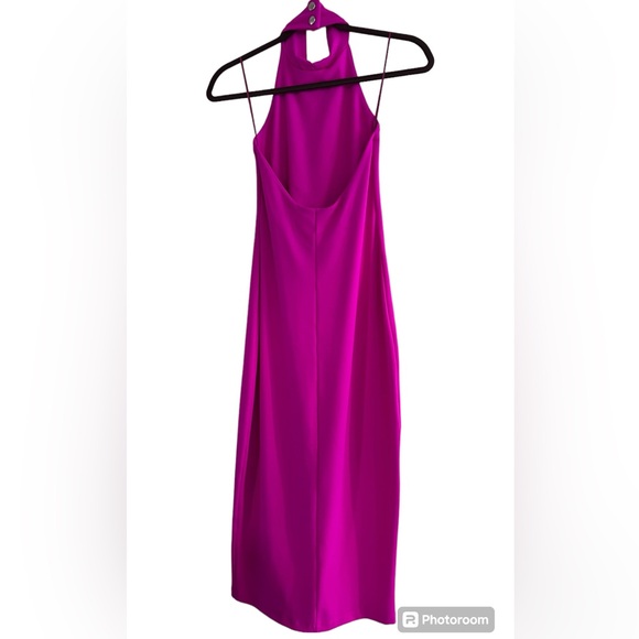 Susana Monaco High Neck Halter Midi Dress BarbieCORE Hit Pink NWT X Small - Picture 12 of 14
